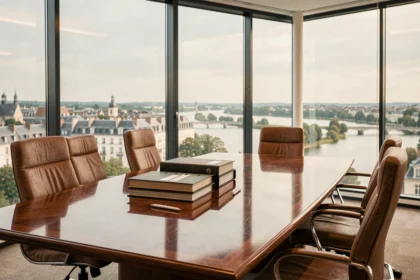 Salle de réunion d'un cabinet d'avocats d'affaires en Centre-Val de Loire avec vue sur la Loire