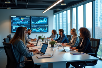 Bureau moderne avec professionnels collaborant