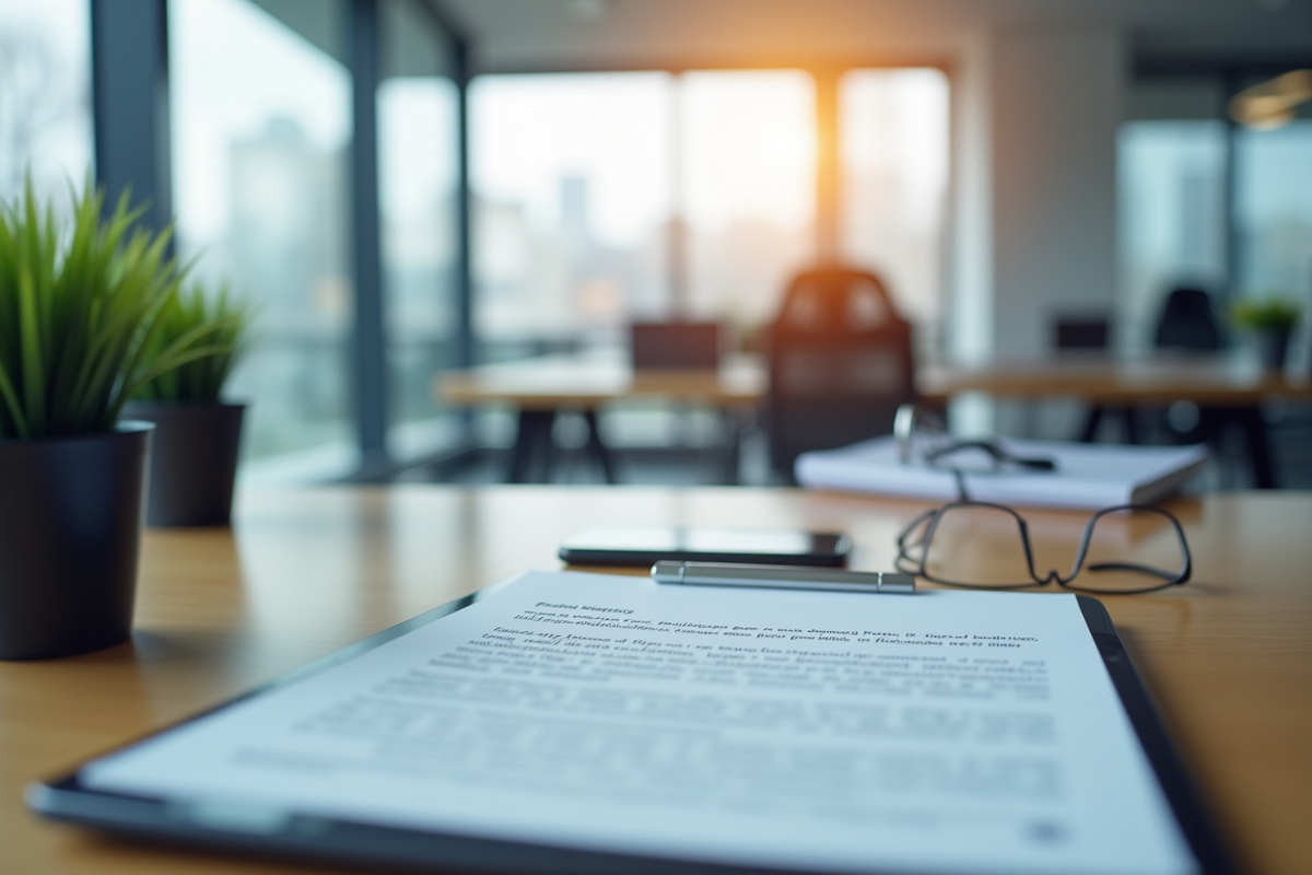 Espace de travail moderne à Québec avec documents légaux et tablette