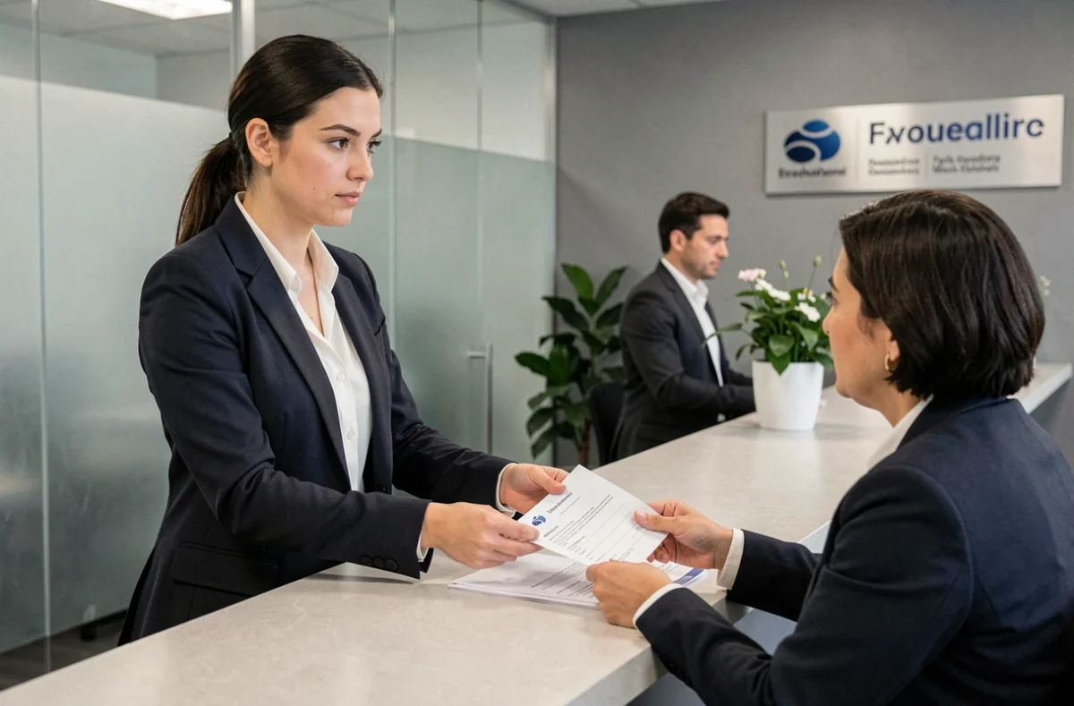 Cliente en agence bancaire déposant une réclamation pour prélèvement IMPRIMERIE Natio Flers en escre non reconnu