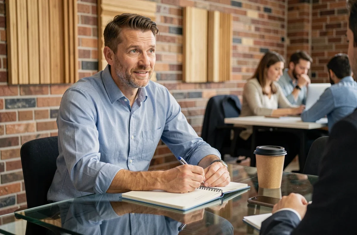 Entrepreneur en réunion dans un espace de coworking, évoquant la gestion administrative externalisée lors de la création d'entreprise