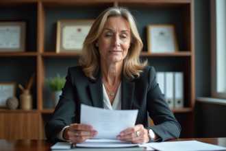 Femme d affaires en réunion dans un bureau moderne