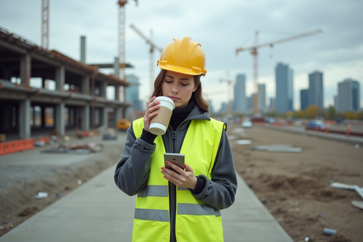 Jeune femme canadienne sur un chantier de construction