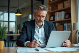 Homme d'affaires en blazer dans un bureau moderne