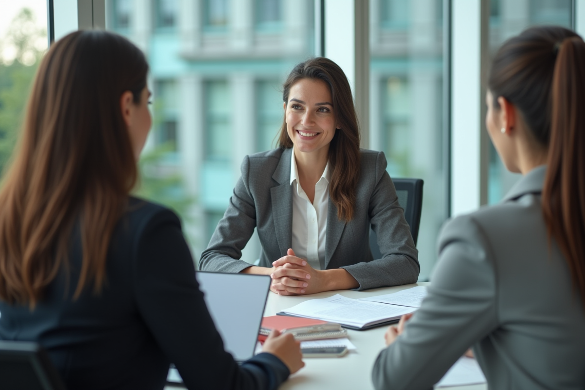 Jeune femme fonctionnaire discutant lors d