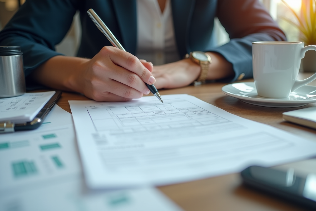 Mains remplissant un formulaire de sondage fournisseur au bureau