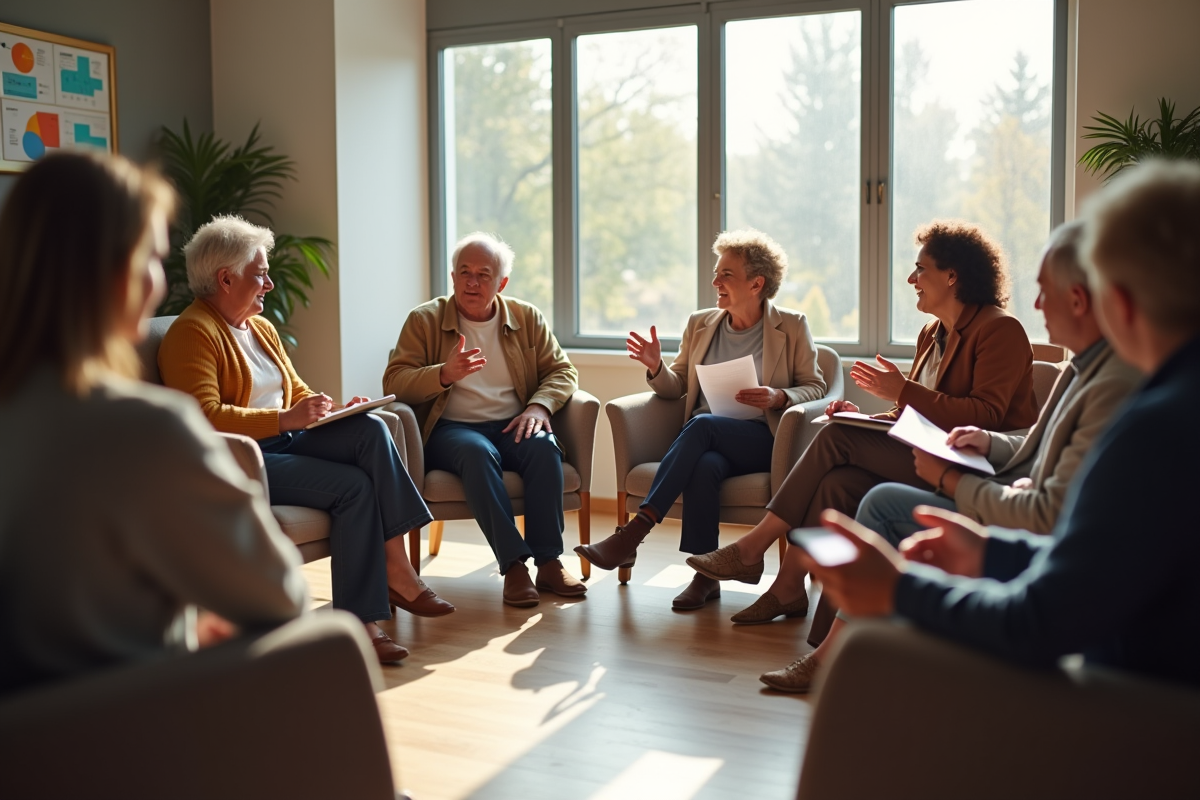 Discussion lors d une réunion communautaire en intérieur lumineuse
