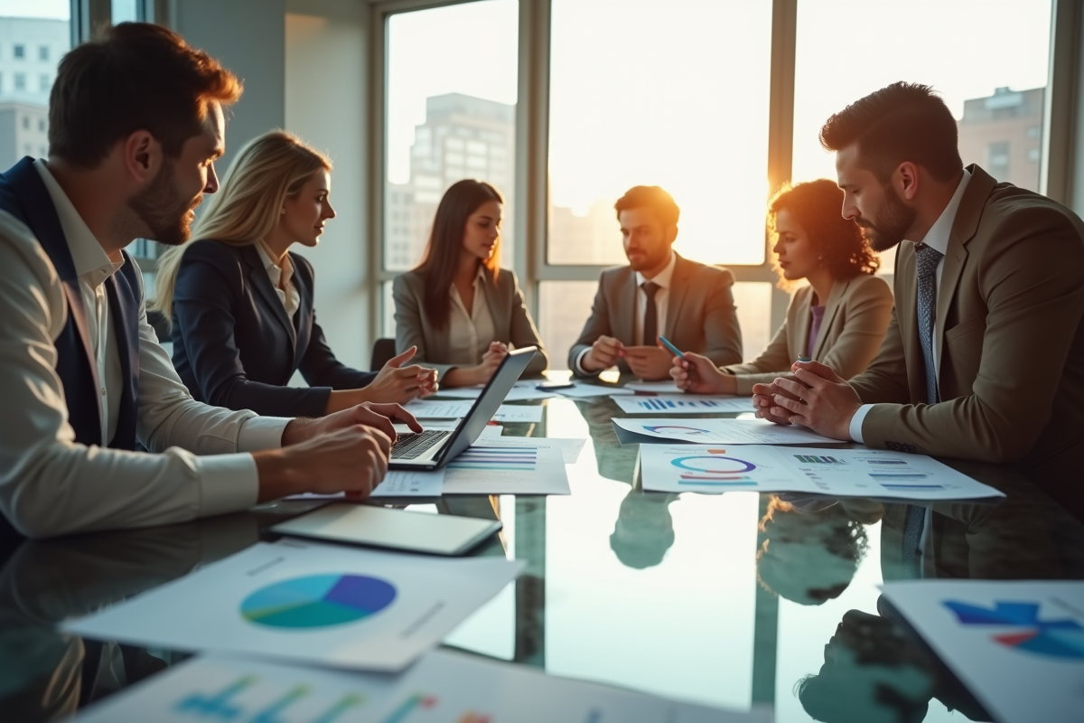 Réunion d'une équipe marketing diverse dans un bureau moderne