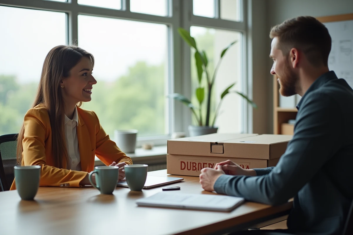 Consultante en réunion avec un propriétaire de pizzeria