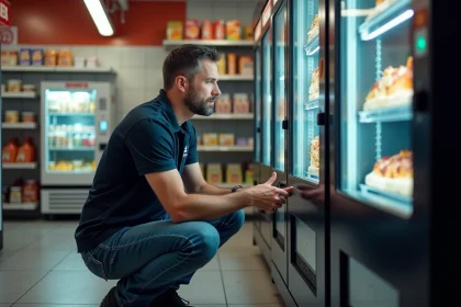 Technicien en polo service une machine pizza moderne